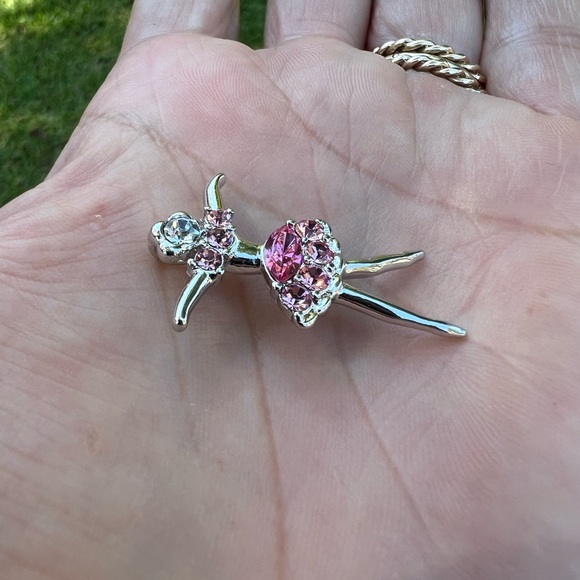 Silver-tone Clear & Pink Rhinestone Ballerina Pendant 👠 - Picture 9 of 17